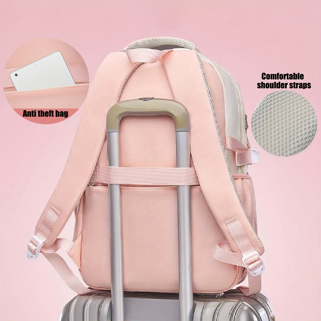 Girls Backpack, Fashionable Student Schoolbag, Computer Laptop Backpack, Lightweight Backpack With Functional Pockets, Casual Durable And Lightweight Travel Bag, Suitable For Teenage Girls, Middle School Students