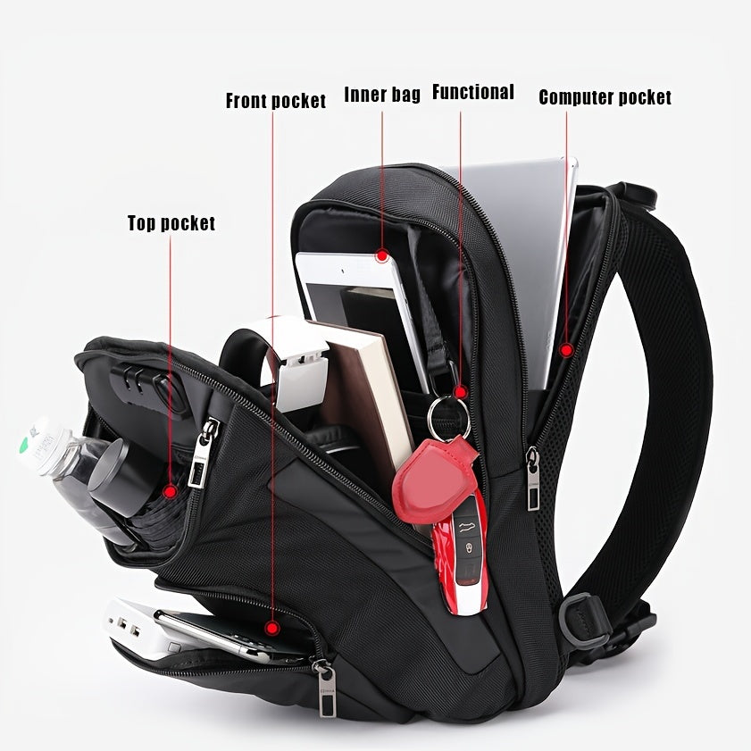 New Crossbody Sling Bag Waterproof Anti-Scratch Shoulder Bag For Men, Large Capacity Chest Bag, Casual Versatile Multi Functional For Outdoor Travel