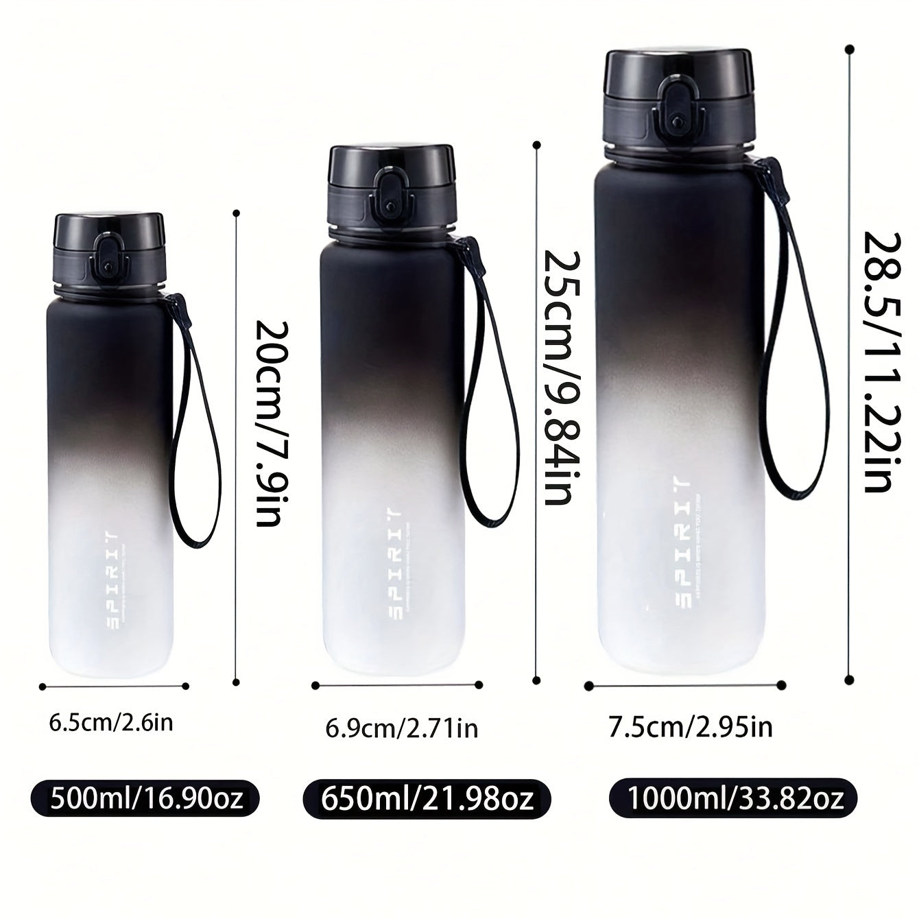 1pc, Sports Water Bottle, 500ml/650ml/1000ml Plastic Water Cups, Portable Travel Water Bottles, For Camping, Hiking, Fitness, Outdoor Drinkware, Birthday Gifts