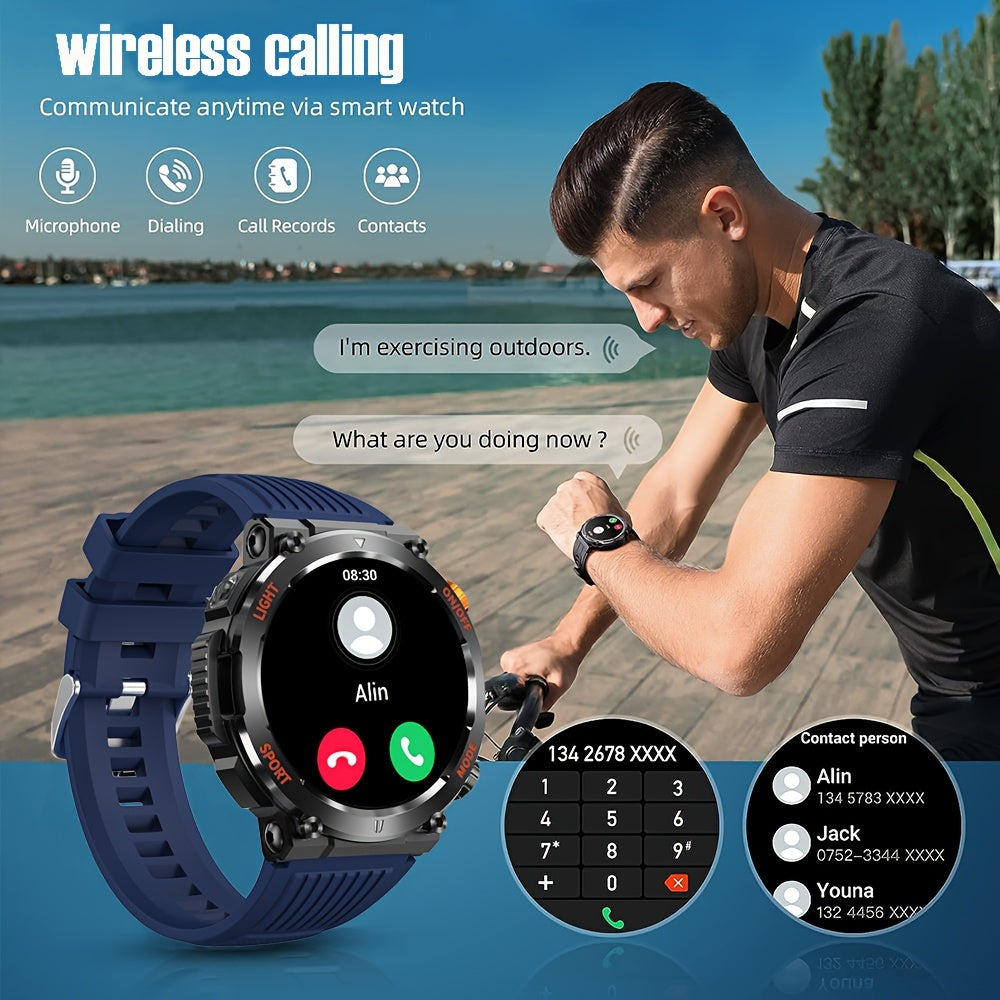 Outdoor Sports Smartwatch For Men (answering/making Calls), The Latest Android IPhone Wireless Tactical Smartwatch From 2023, Sturdy And Durable Outdoor Fitness Tracker, AI Voice/pedometer/sleep 450 MAh Battery