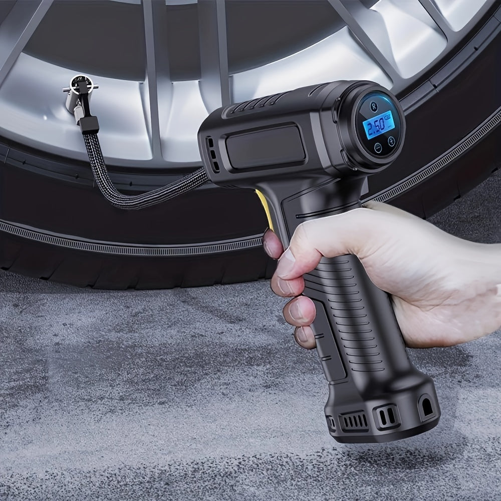 120W Portable Car Air Compressor  Wireless & Wired Vehicle Handheld Pump With LED Light