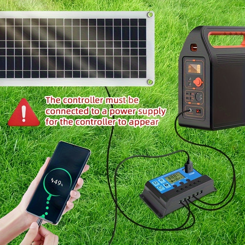 100A Portable Solar Charger Kit With Usb - 12V-18V-24V Dc, Dual Power For Camping, Hiking, Car, Boat, Phone & Watch