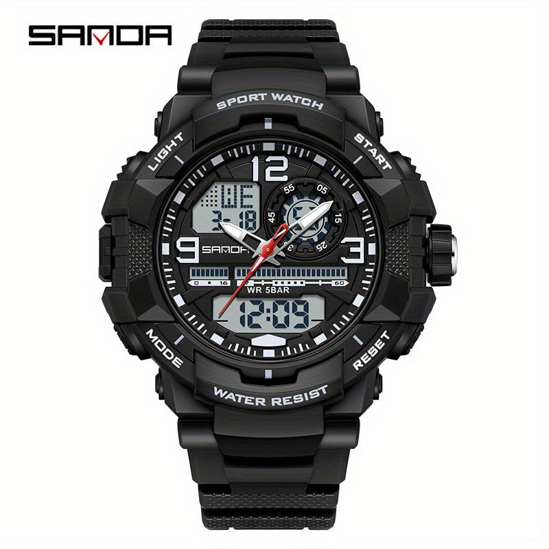 Sanda LED Electronic Watch, Alarm Clock Men's Waterproof Multi Functional Night Light Watch