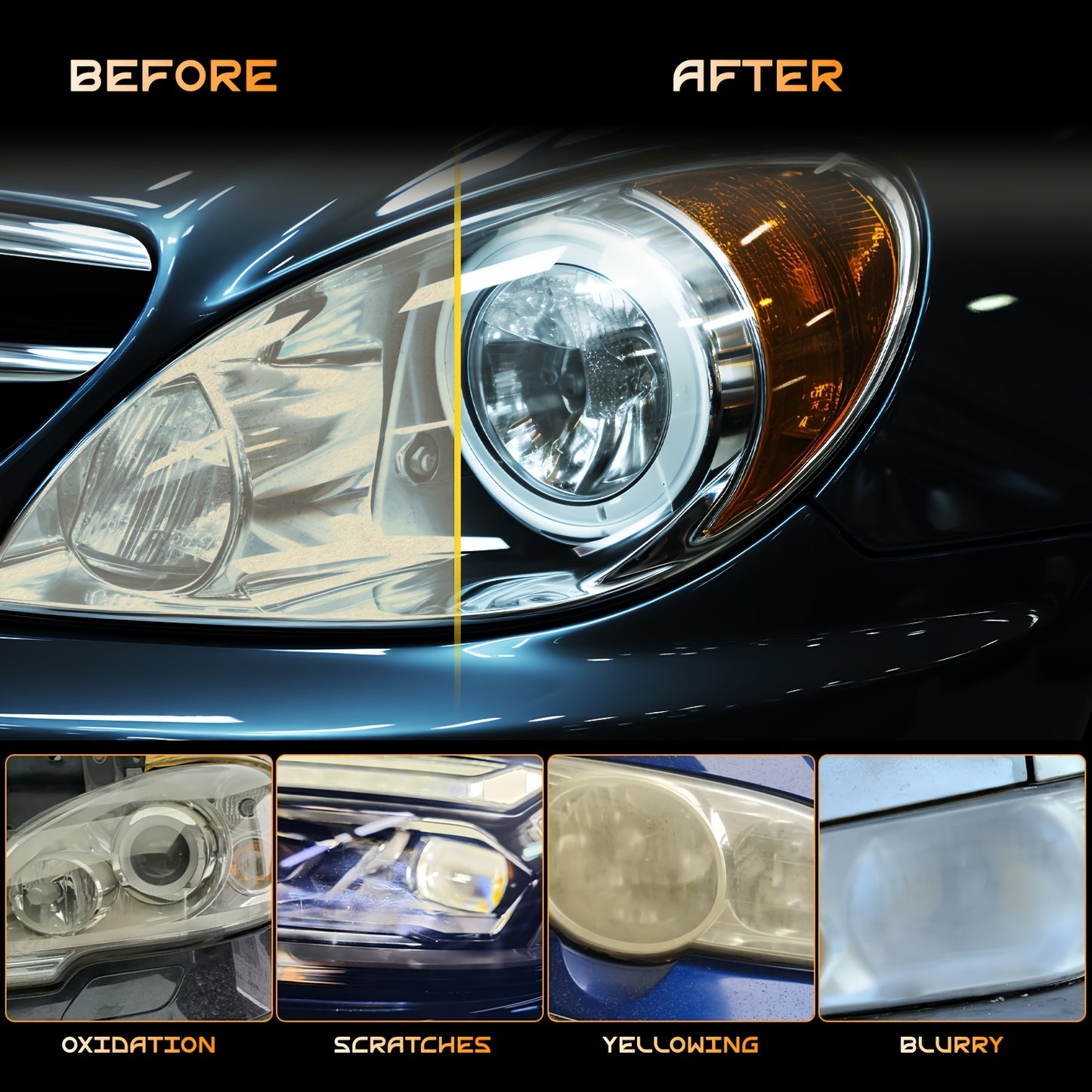 Car Headlight Restoration Refurbishing Agent Headlight Care Polish Agent Headlight Restore Coating Light Removing Oxidation Prevent Scratches JB-XPCS8