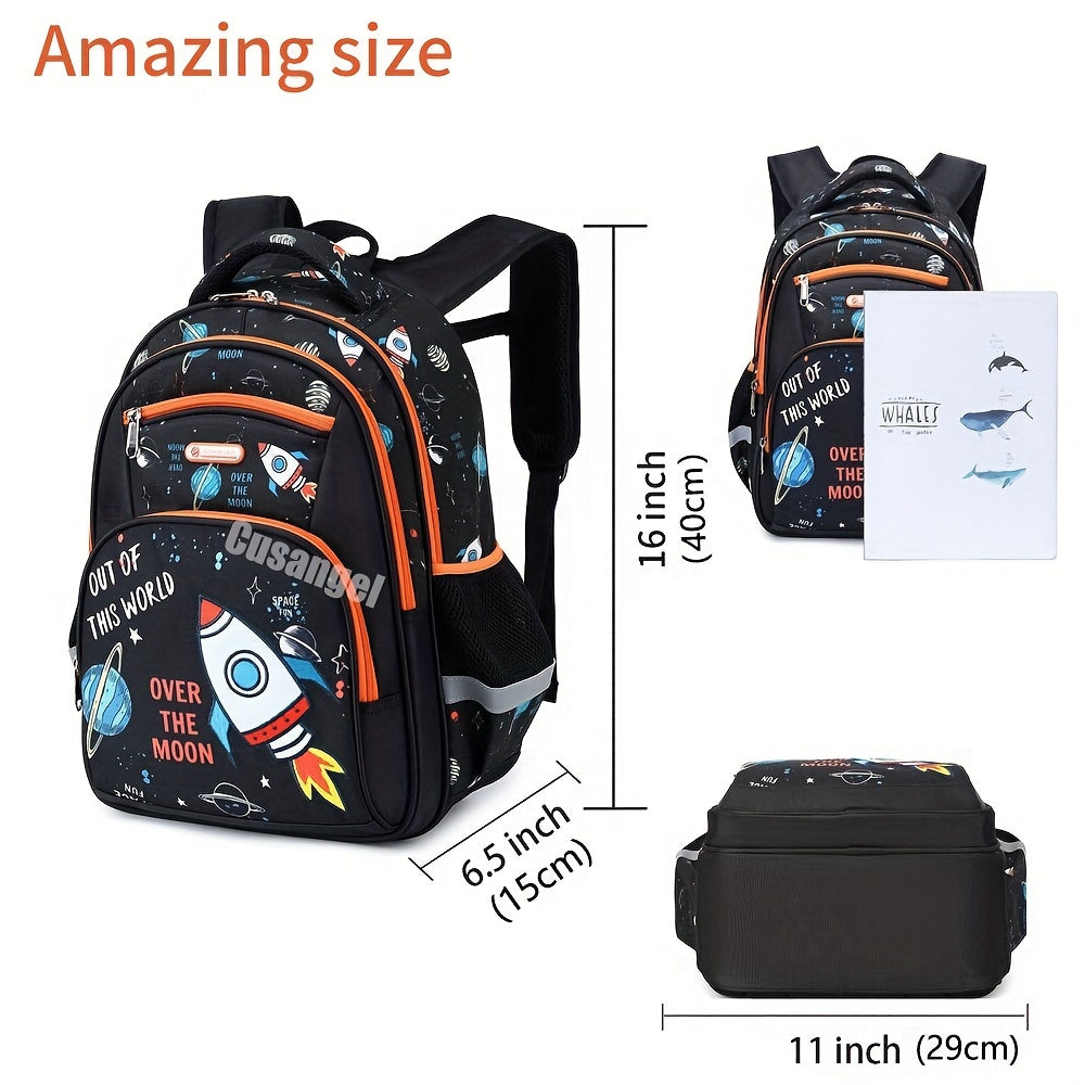 Children's Backpack Lightweight Cute Cartoon Student School Bag For Aged 6-12 Kids Preschool Elementary Backpack Astronaut Mermaid Pattern Large Capacity Backpacks