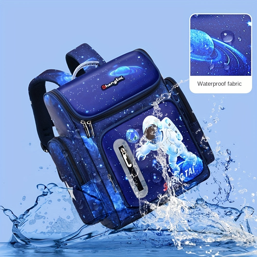 Waterproof School Bags, Cartoon Astronaut Space Starry Sky School Backpack, Large Capacity