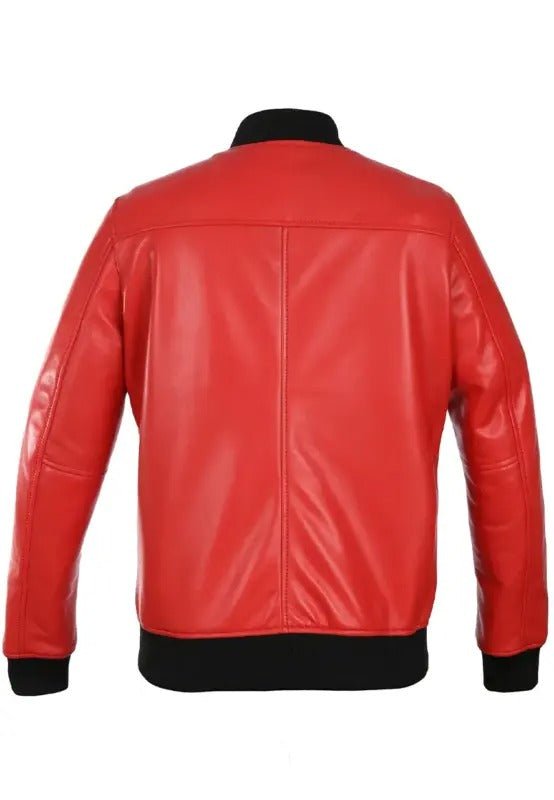 Lyla Women's Real Leather Bomber Jacket Red-1