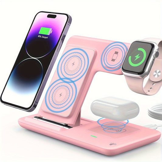 Wireless Charging Station, 3-in-1 Folding Mobile Phone Wireless Charger Bracket, Suitable For IPhone