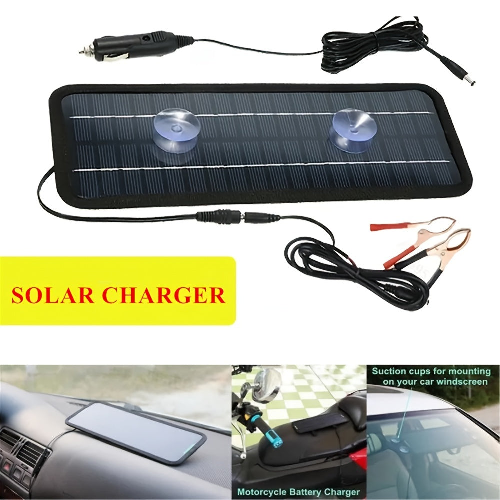 1 Set, 12V 18V DC Output Monocrystalline Solar Panel Charger With Car Cigarette Lighter Plug + Battery Charging Alligator Clip Cable