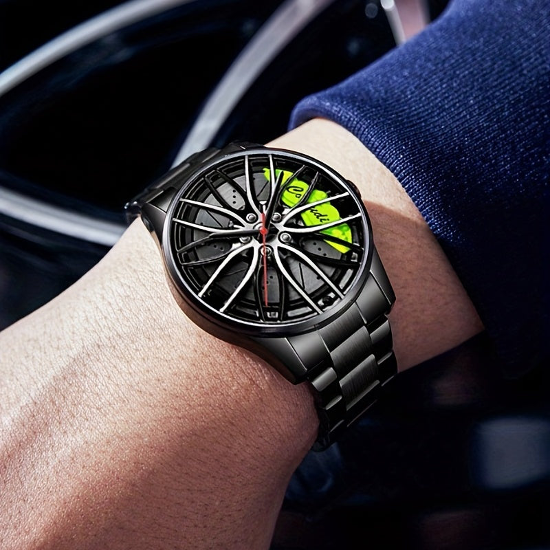 Fashion Car Wheel Watch, mænds tredimensionelle hule armbåndsur, ideelt valg til gaver