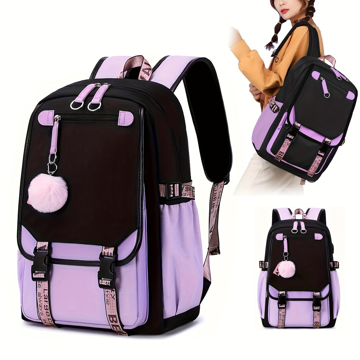 New Women's Backpack Large Capacity Leisure Personalized Travel Backpack Female Campus Ins Fashion Middle School Student School