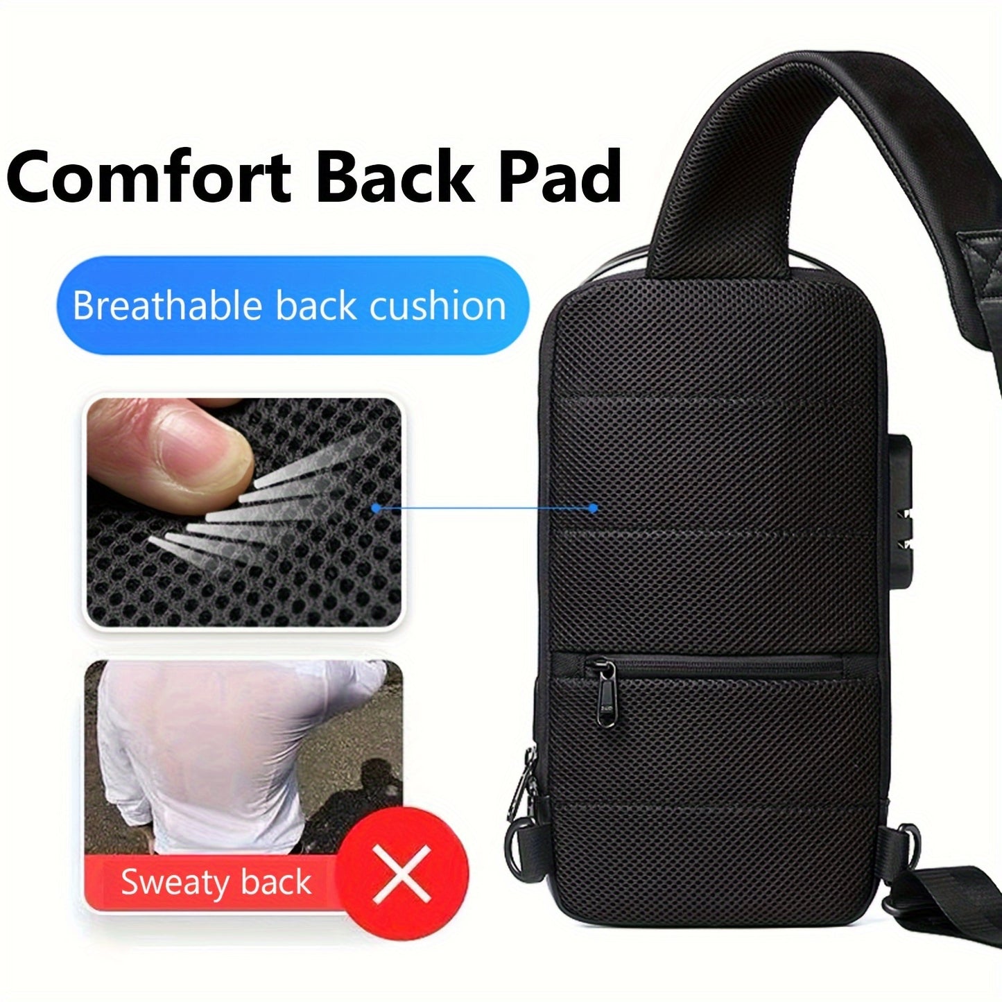 Men's Waterproof Shoulder Bag, With Password Lock, Crossbody Leisure Men's Shoulder Bag