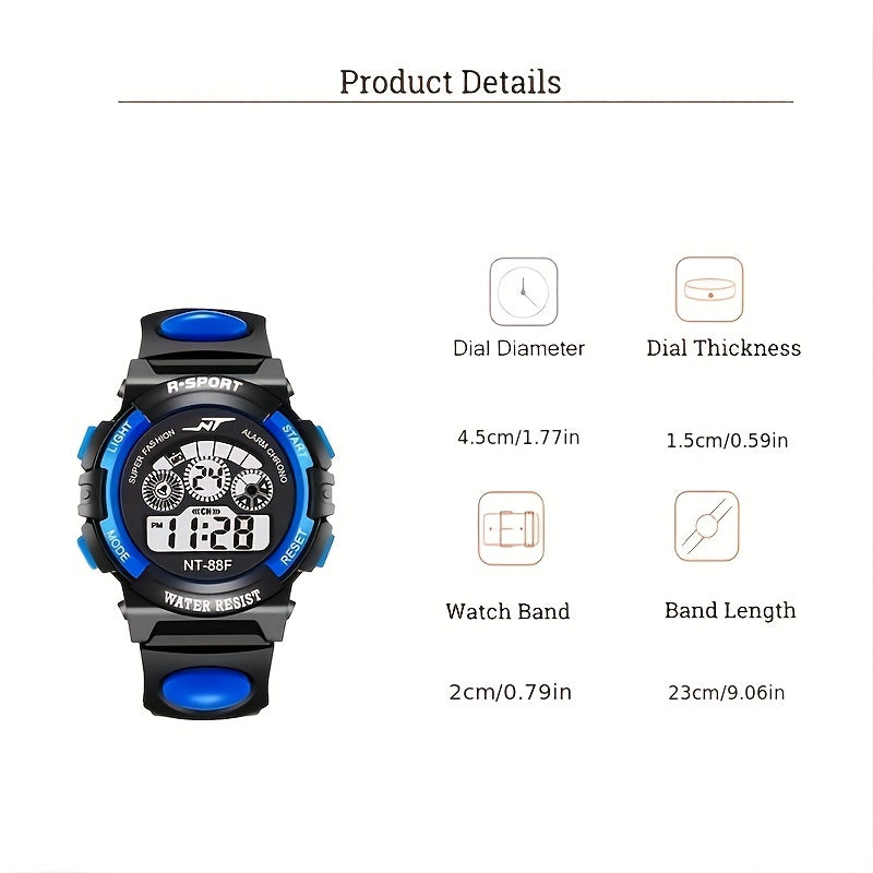 Boys And Girls Casual Cute Electronic Watches, Waterproof Luminous Colorful Multi-functional Sports Watch, Holiday Gift