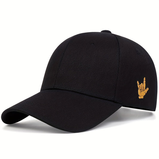 Finger Embroidery Black Baseball Cap Simple Adjustable Dad Hats Breathable Sunscreen Sports Hats For Women Men