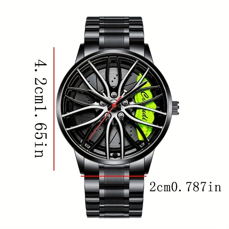 Fashion Car Wheel Watch, mænds tredimensionelle hule armbåndsur, ideelt valg til gaver