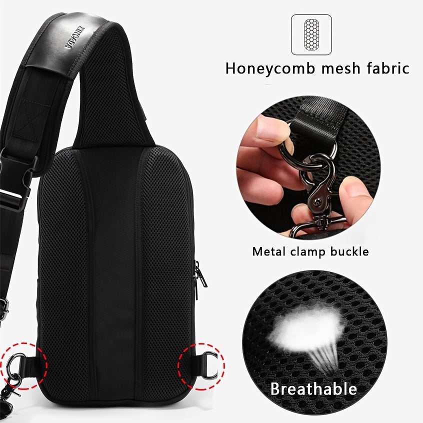 Anti-theft Sling Chest Bag With Password Lock, Men's Crossbody Bag