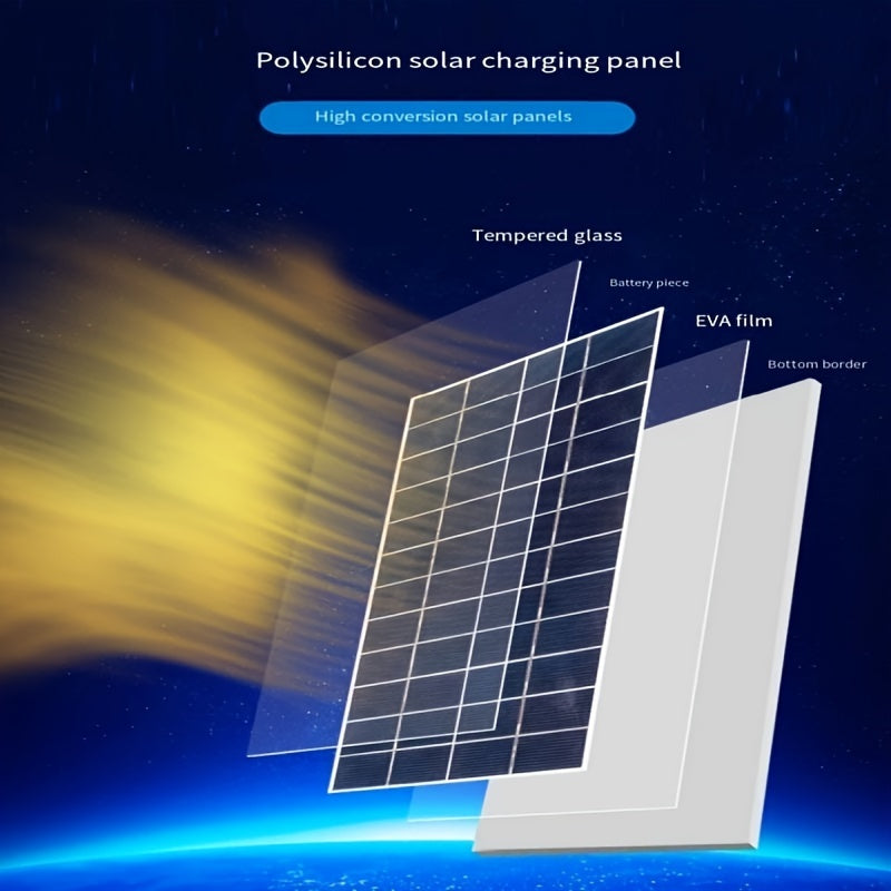 Portable Solar Panel Charger Kit with 4 USB Ports - High-Efficiency Universal USB Charging Panel, 600-800mAh Output per Hour, 5m Cable Included, Compatible with Multiple USB Devices