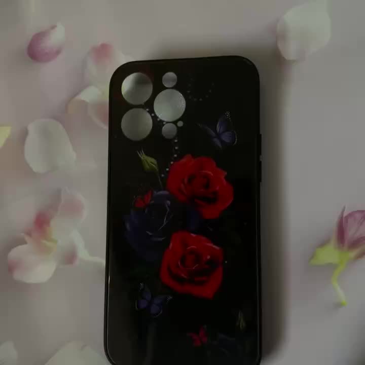 Flower Graphic Phone Cover For IPhone 15 Pro Max/14/13/12/11 Pro Max, Anti Scratch Glass Women Flash Case Voice Control