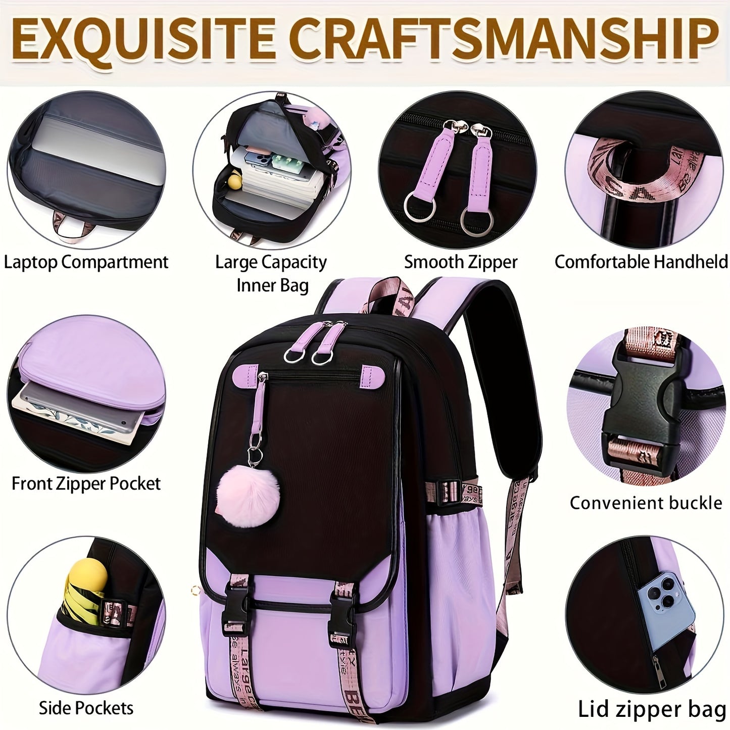 New Women's Backpack Large Capacity Leisure Personalized Travel Backpack Female Campus Ins Fashion Middle School Student School