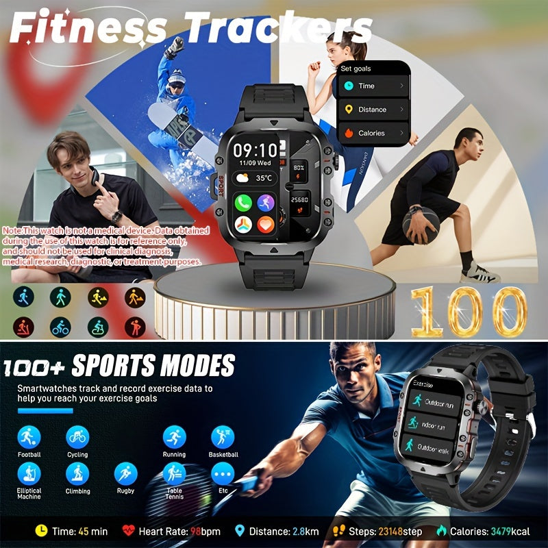 Sports Smart Bracelet Watch For Men And Women (Answer/Make Call), 4.98cm IPS Full Touch Screen Fitness Tracker With 100+ Sport Modes, Activity Tracker Smartwatch For Android IOS