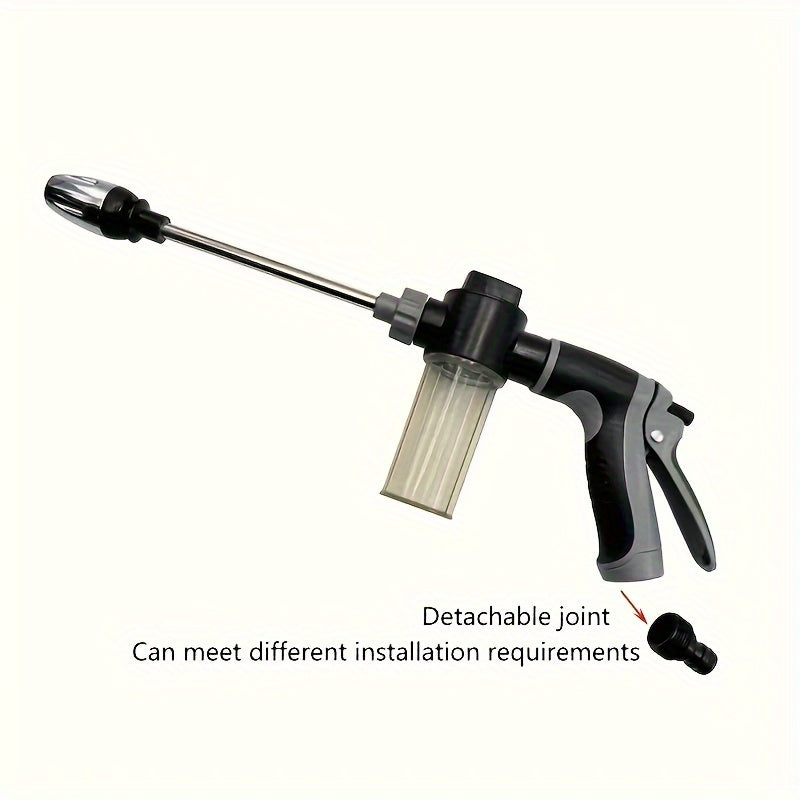 1pc High Pressure Car Wash Water Gun, Garden Hose Nozzle, Garden Water Gun, Metal Extended Rod Rubber Handle Spray Gun Nozzle Household Car Wash Tool