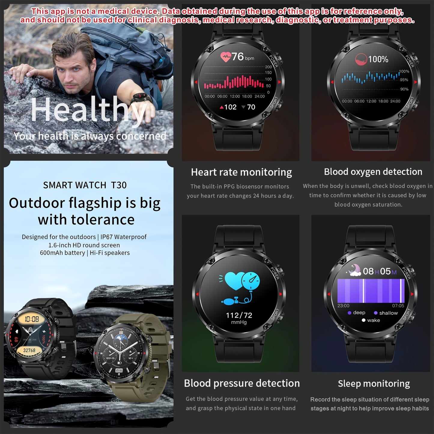 Premium Men'S Smartwatch For Outdoor Activities - Hd Touch Screen, Call & Text Alerts, 600Mah Battery, Sports Tracker With Multiple Modes, Compatible With For Iphone & Android.