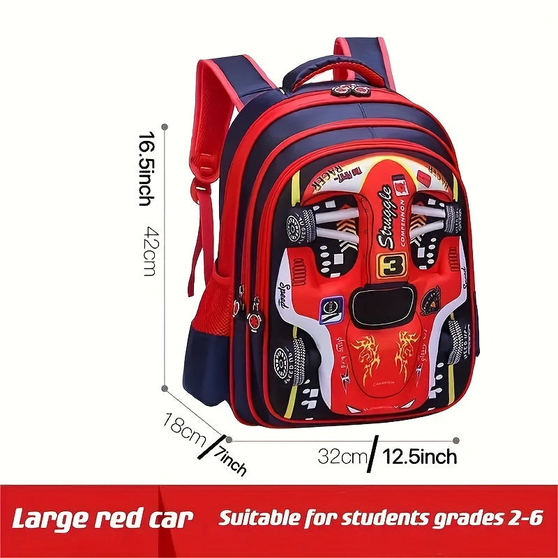 Elementary School Backpack, New Racing Boys And Children's Backpack, Waterproof And Large Capacity