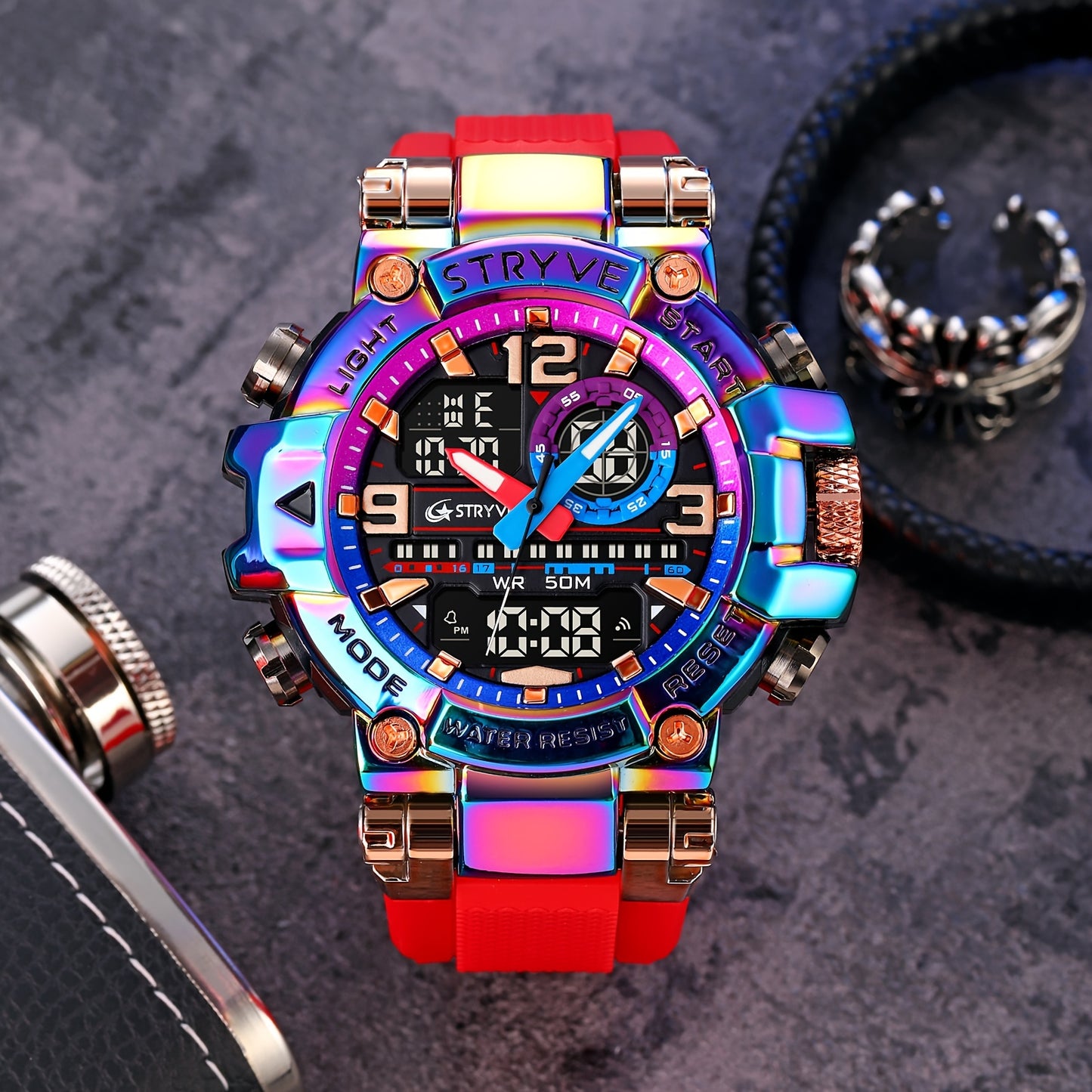 STRYVE Digital-Analog Dual Movement Waterproof Watches, Fashion Sports Wrist Watch