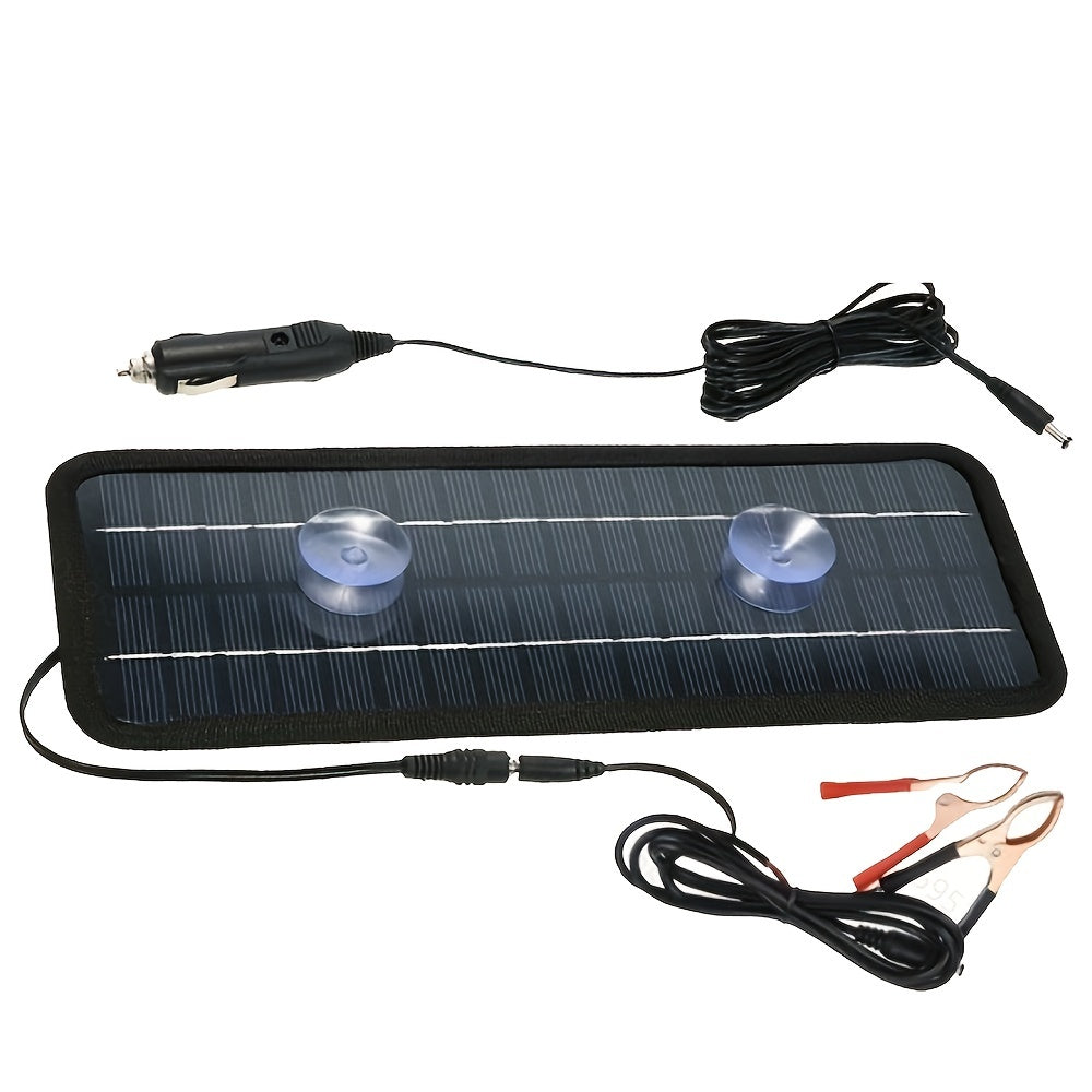 1 Set, 12V 18V DC Output Monocrystalline Solar Panel Charger With Car Cigarette Lighter Plug + Battery Charging Alligator Clip Cable