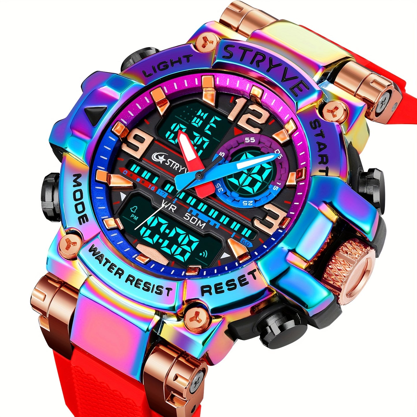 STRYVE Digital-Analog Dual Movement Waterproof Watches, Fashion Sports Wrist Watch