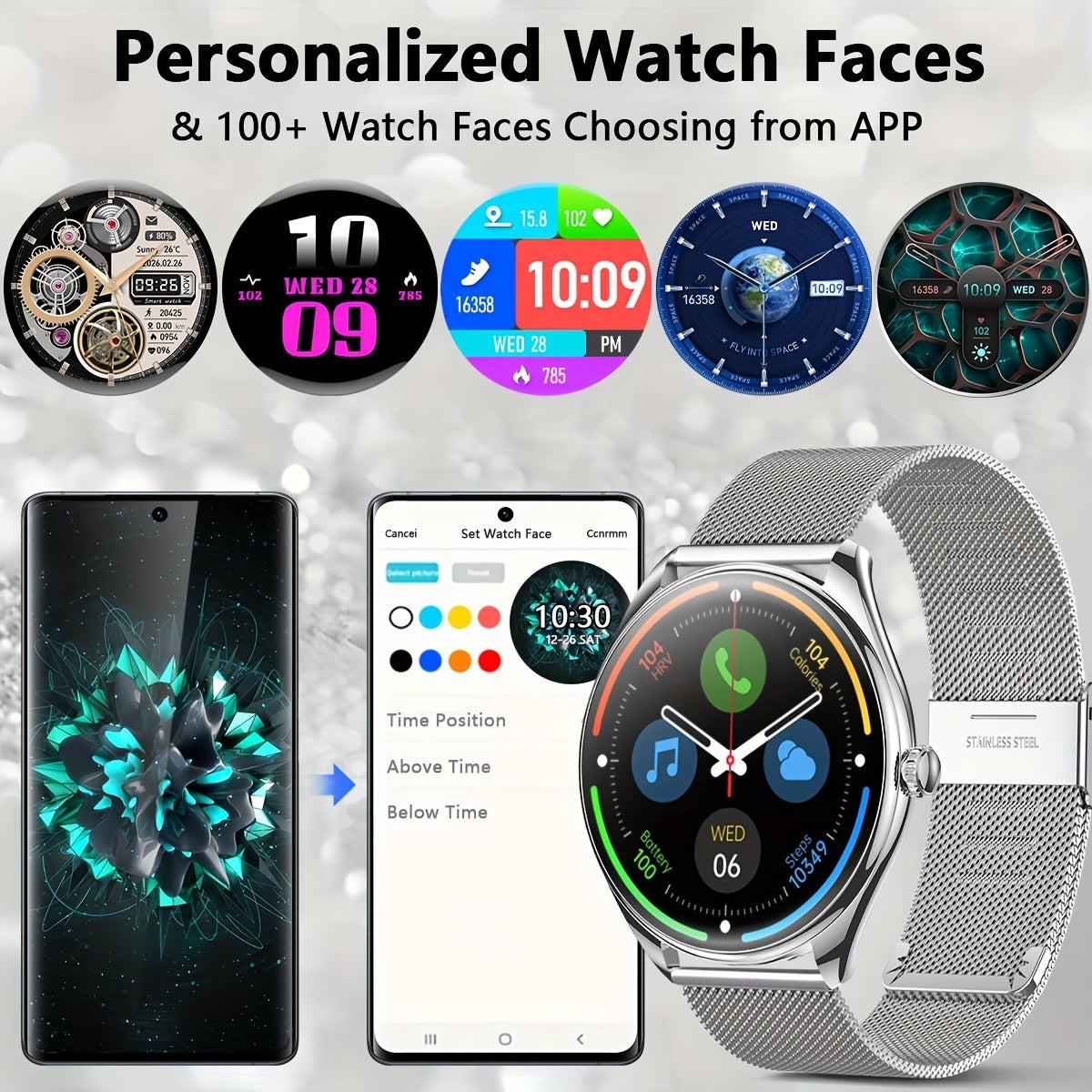 Ultra Thin Smartwatch For Men And Women Gift, 3.63 Cm Full Touch Screen With SMS And Make/Answer Call, For Android/IPhone, Fitness Activity Tracking Watch