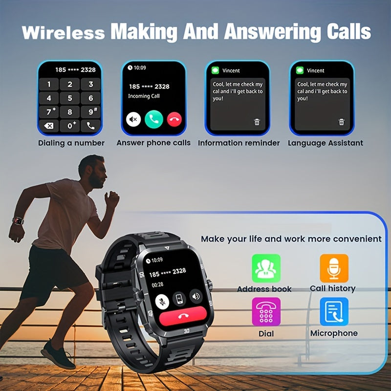 Smartwatch Men 430mah Wireless Call Fitness Mode Outdoor Sports Watch Sleep Detection Information Reminder/step Count/calorie Custom Dialing  Compatible Android Calculator Camera Remote Control Music Control Search Mobile P