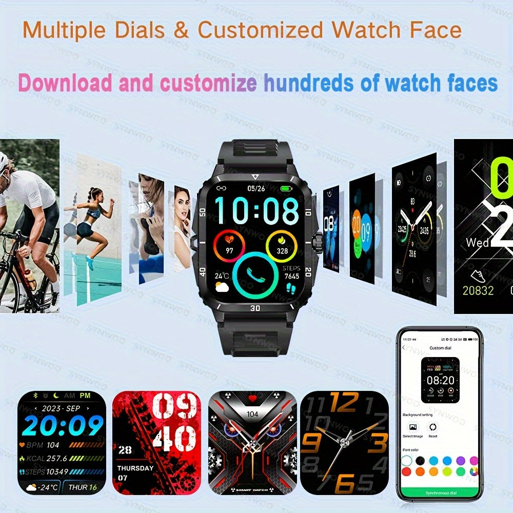 Answer/Make Calls, Reminder, Outdoor IP68 Waterproof, Multi-Sport Modes Fitness Tracker, Body Detection, Breathing Training, Pedometer, Calories, Distance Smart Watch Compatible With Iphone Android