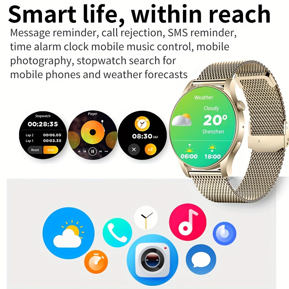 Smart Watch, 3.63 Cm AMOLED HD Screen Wireless Call, AI Voice Assistant, 100+Sport Modes, Fitness Tracker Smartwatch For Men Women, Ideal Choice For Gifts