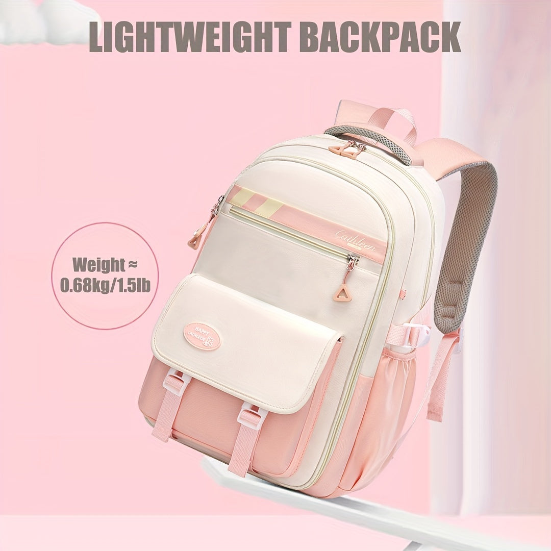 Girls Backpack, Fashionable Student Schoolbag, Computer Laptop Backpack, Lightweight Backpack With Functional Pockets, Casual Durable And Lightweight Travel Bag, Suitable For Teenage Girls, Middle School Students