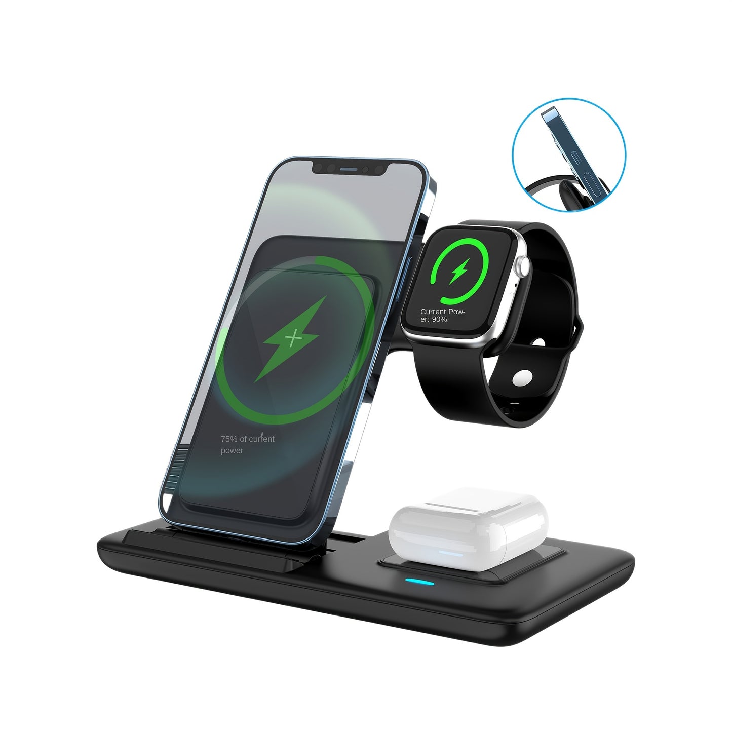 Wireless Charging Station, 3-in-1 Folding Mobile Phone Wireless Charger Bracket, Suitable For IPhone