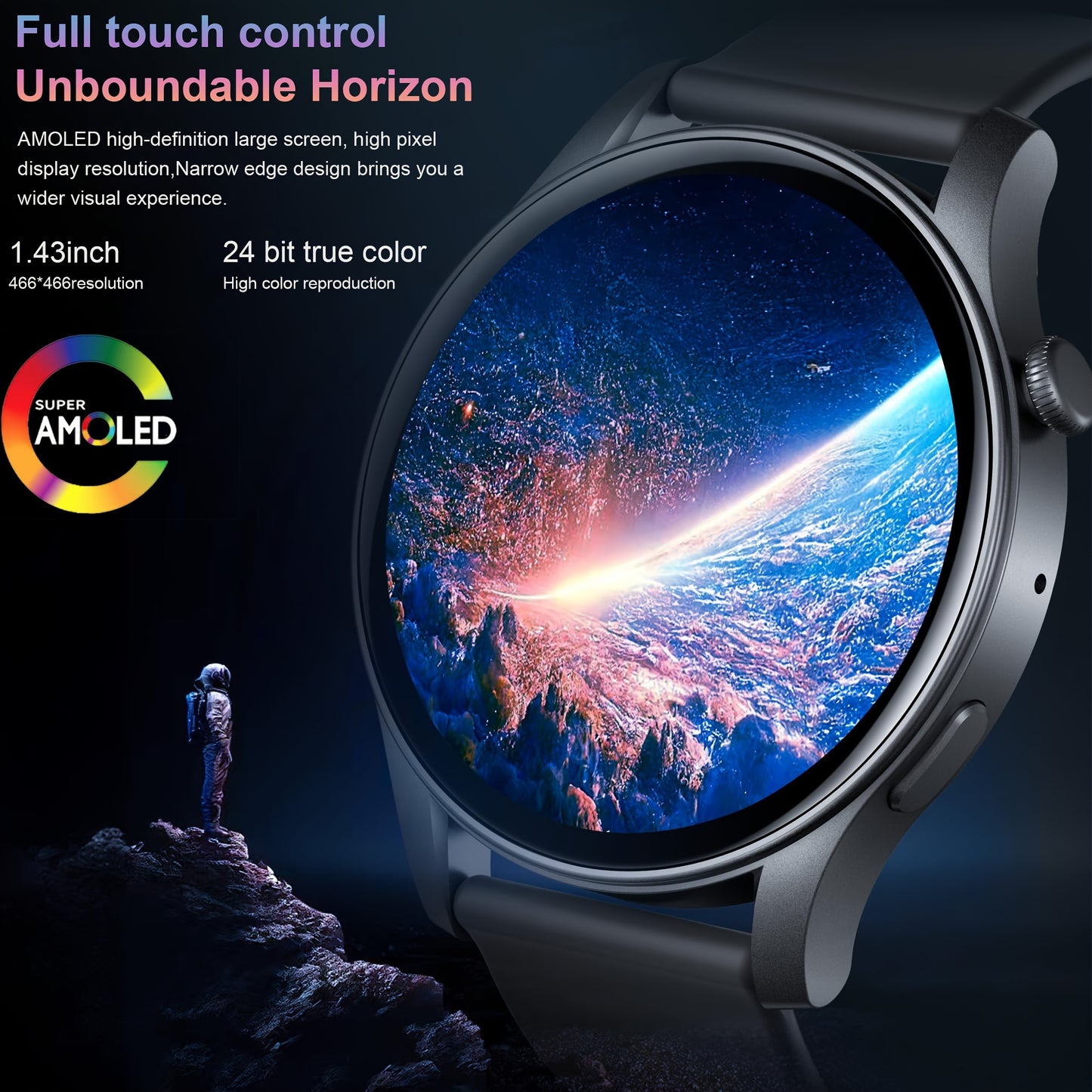 Smart Watch, 3.63 Cm AMOLED HD Screen Wireless Call, AI Voice Assistant, 100+Sport Modes, Fitness Tracker Smartwatch For Men Women, Ideal Choice For Gifts