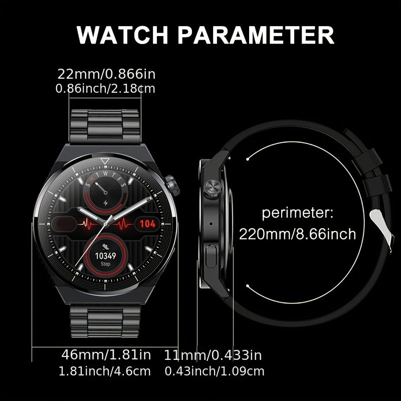 LIGE Men's Sports Smartwatch, Sleep Monitoring, Message Reminder, High-definition Screen, Wireless Call Multifunctional Waterproof Watch