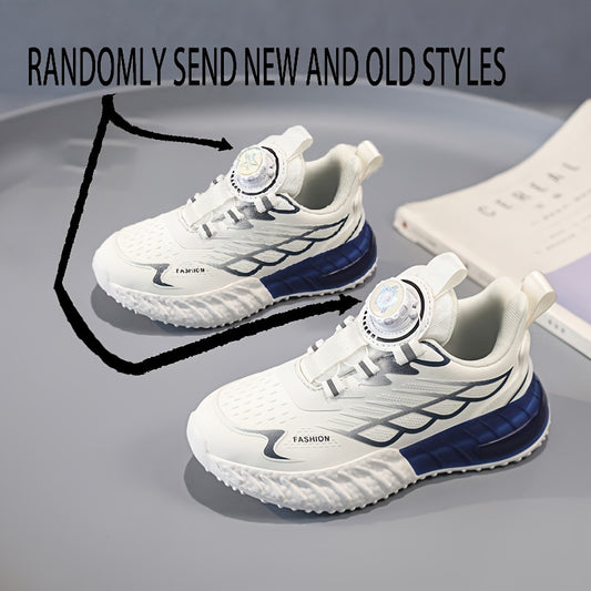 Casual Comfortable Low Top Sneakers With Rotating Button For Boys, Breathable Lightweight Running Shoes For All Seasons