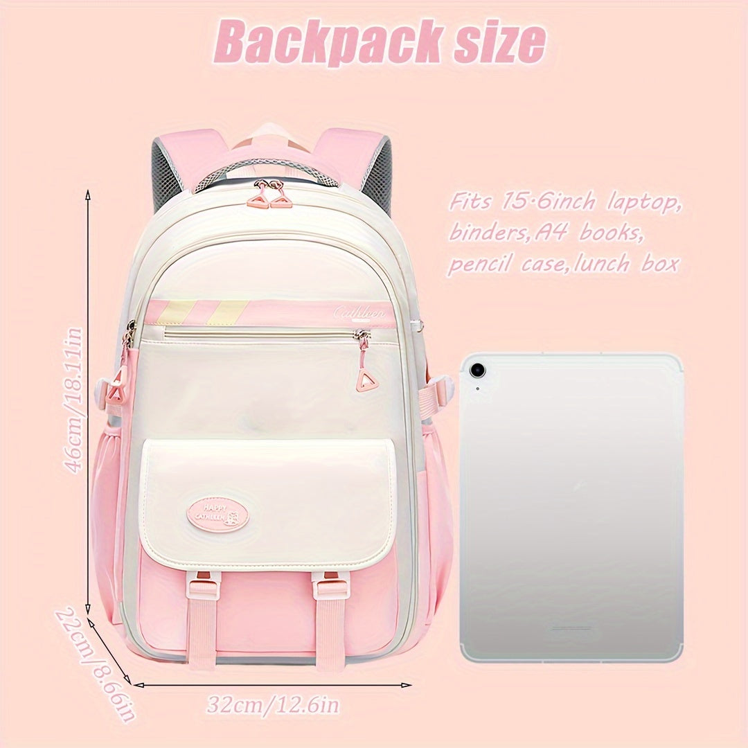 Girls Backpack, Fashionable Student Schoolbag, Computer Laptop Backpack, Lightweight Backpack With Functional Pockets, Casual Durable And Lightweight Travel Bag, Suitable For Teenage Girls, Middle School Students