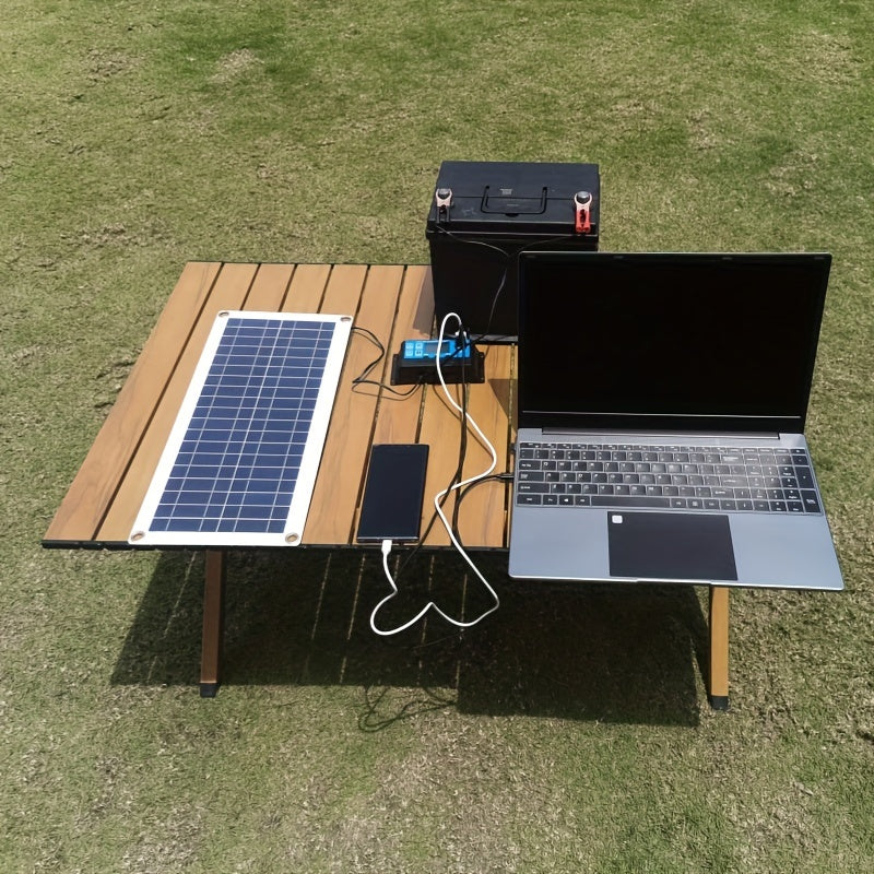 100A Portable Solar Charger Kit With Usb - 12V-18V-24V Dc, Dual Power For Camping, Hiking, Car, Boat, Phone & Watch