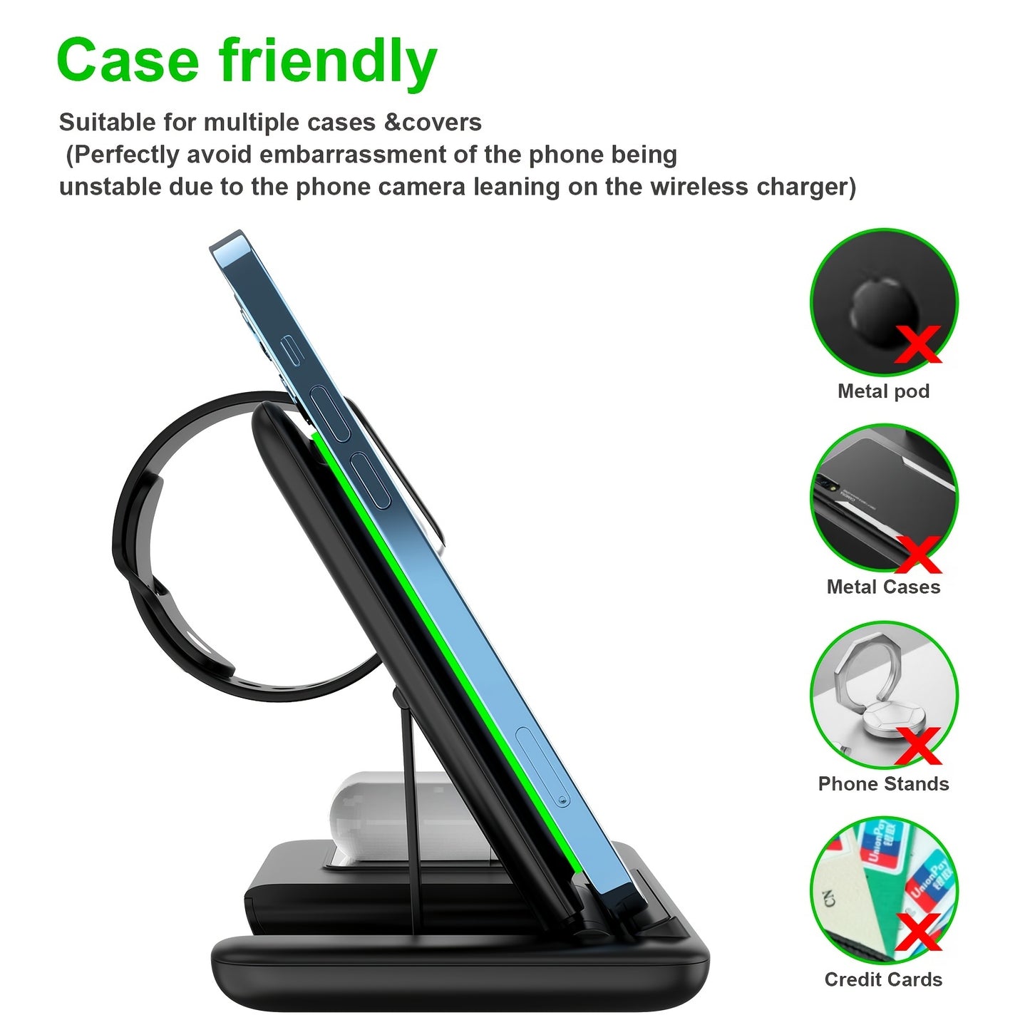 Wireless Charging Station, 3-in-1 Folding Mobile Phone Wireless Charger Bracket, Suitable For IPhone