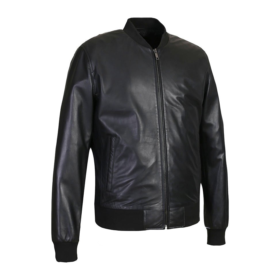 Brandon Men's New Zealand Leather Bomber Jacket-1