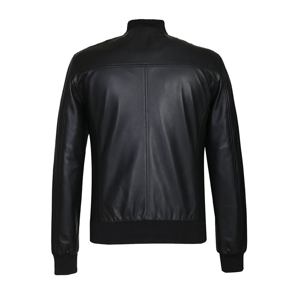 Brandon Men's New Zealand Leather Bomber Jacket-3