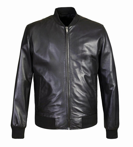 Brandon Men's New Zealand Leather Bomber Jacket-0