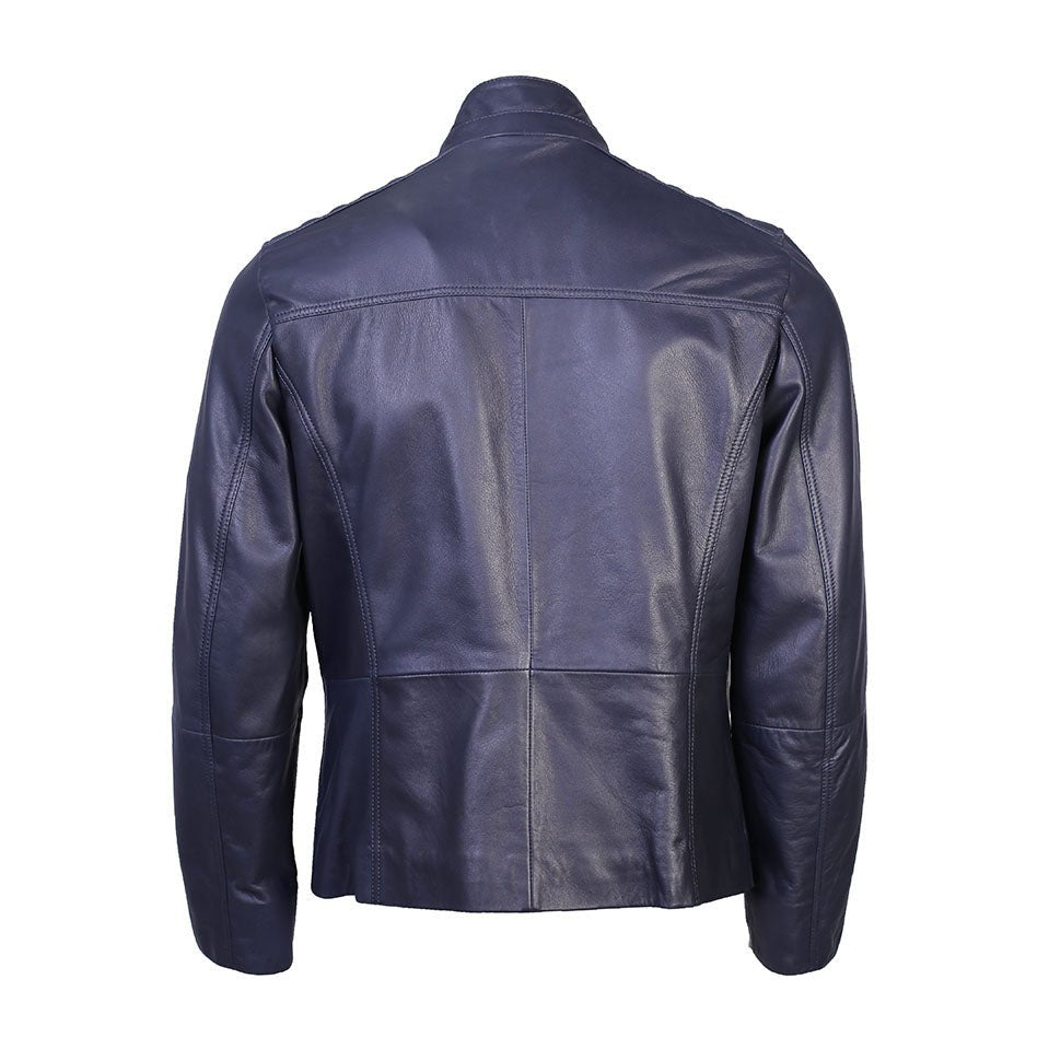 Colossal Mens Dual Tone Blue White Leather Jacket-1