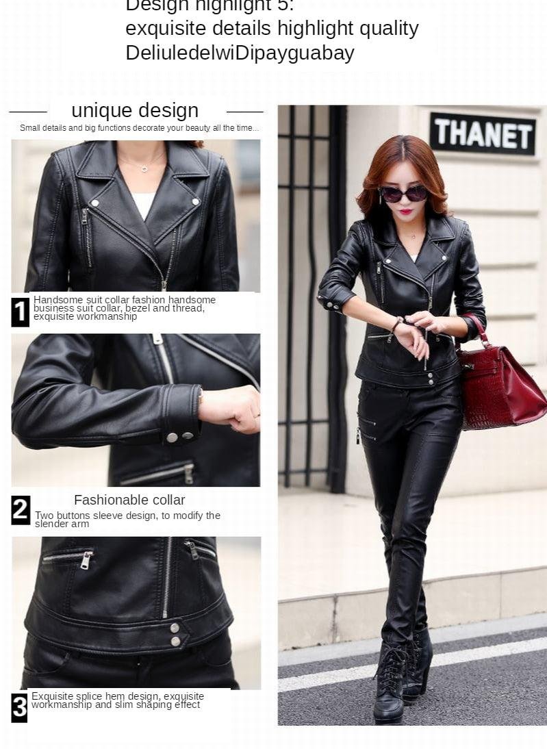 Crista Fall Genuine Leather Motorcycle Jacket for Women-11