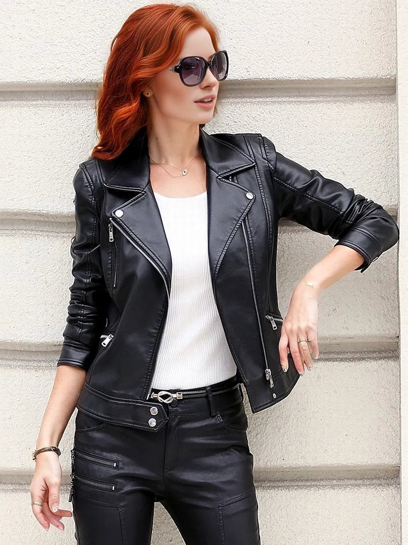 Crista Fall Genuine Leather Motorcycle Jacket for Women-2