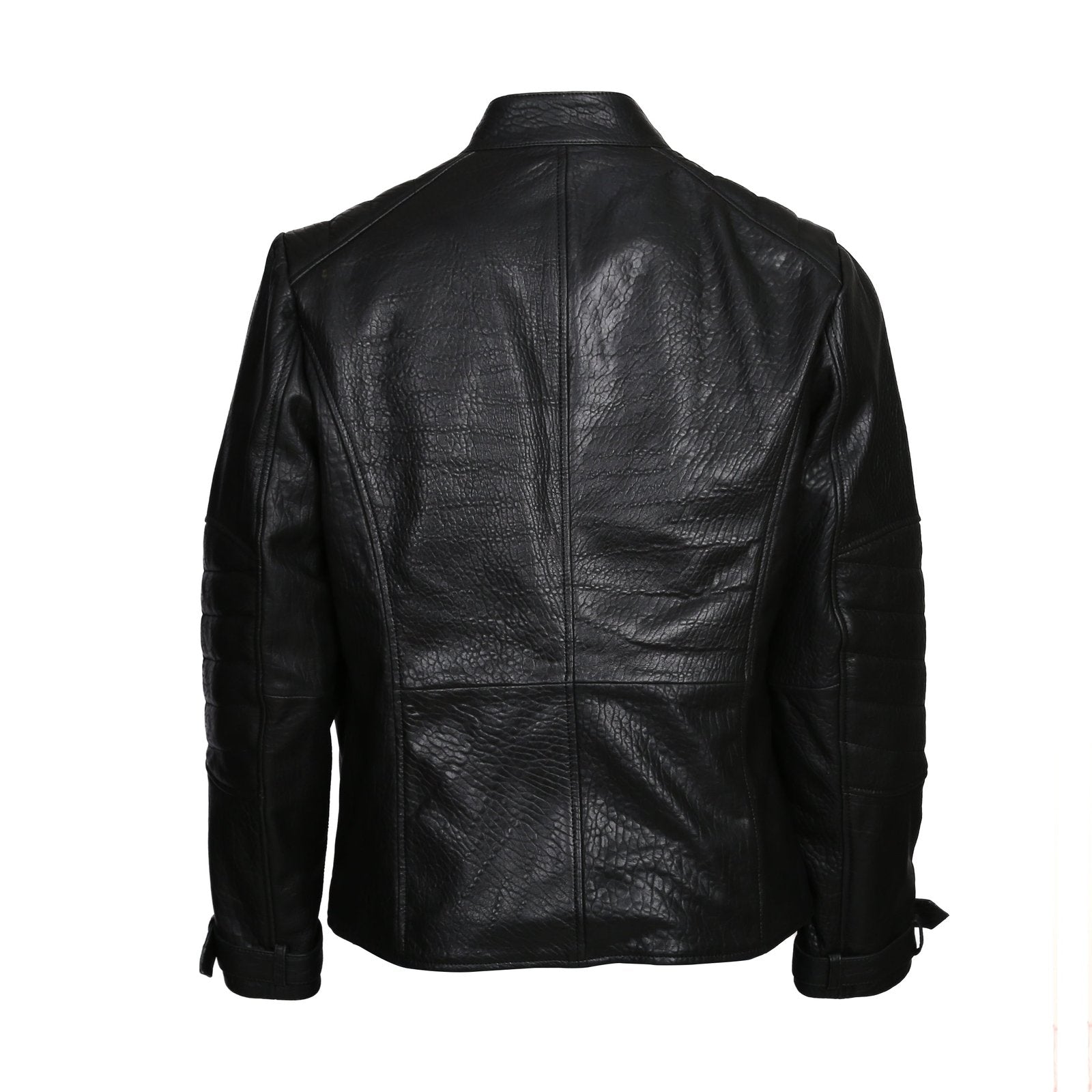 David Genuine Leather Biker Jacket Black-5