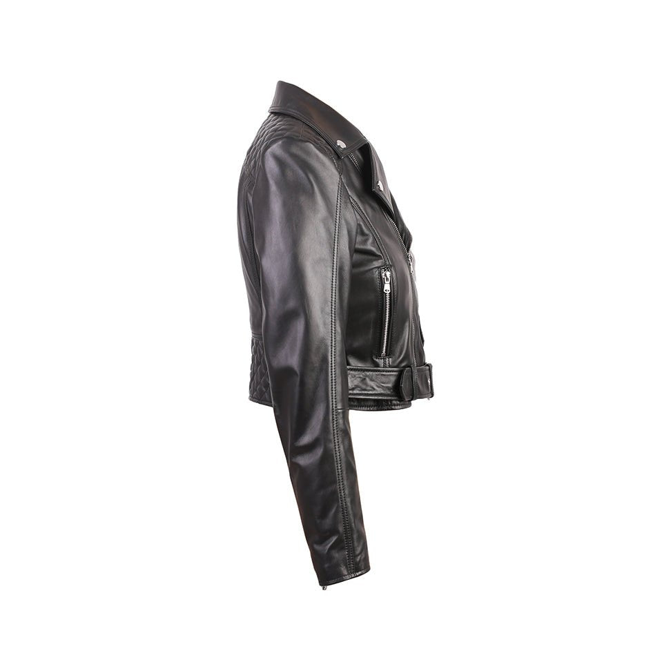 Gina Womens Quilty Short Biker Leather Jacket-6